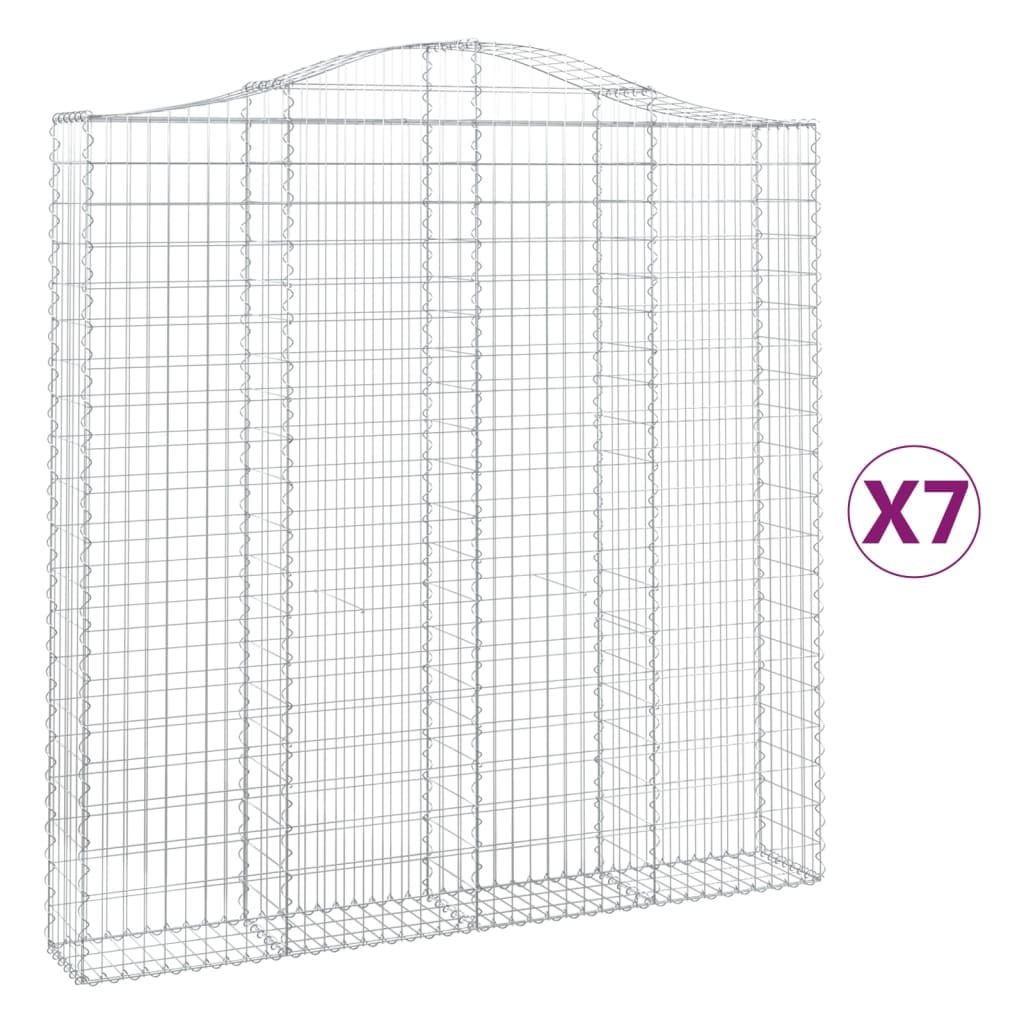 vidaXL Paniers à gabions arqués 7 pcs 200x30x200/220 cm fer galvanisé