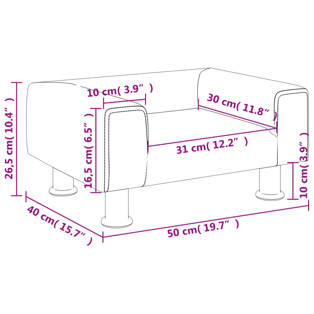 vidaXL Canapé pour enfants crème 50x40x26,5 cm velours