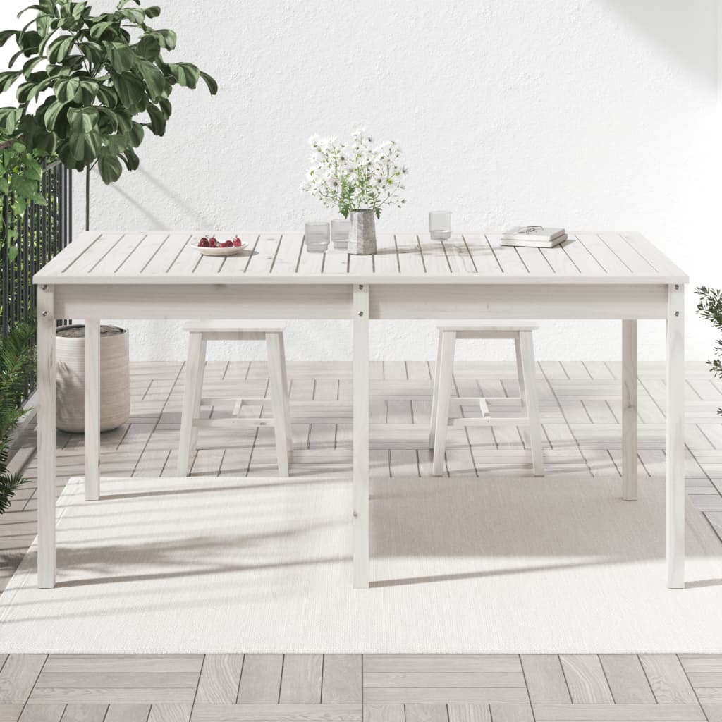 vidaXL Table de jardin blanc 159,5x82,5x76 cm bois massif de pin