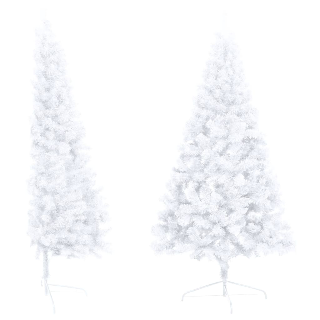 vidaXL Demi-arbre de Noël artificiel pré-éclairé et boules blanc 150cm