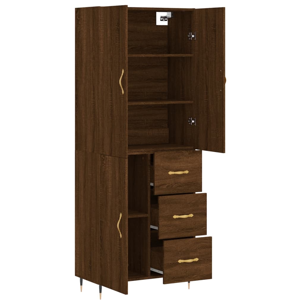 vidaXL Buffet haut Chêne marron 69,5x34x180 cm Bois d'ingénierie