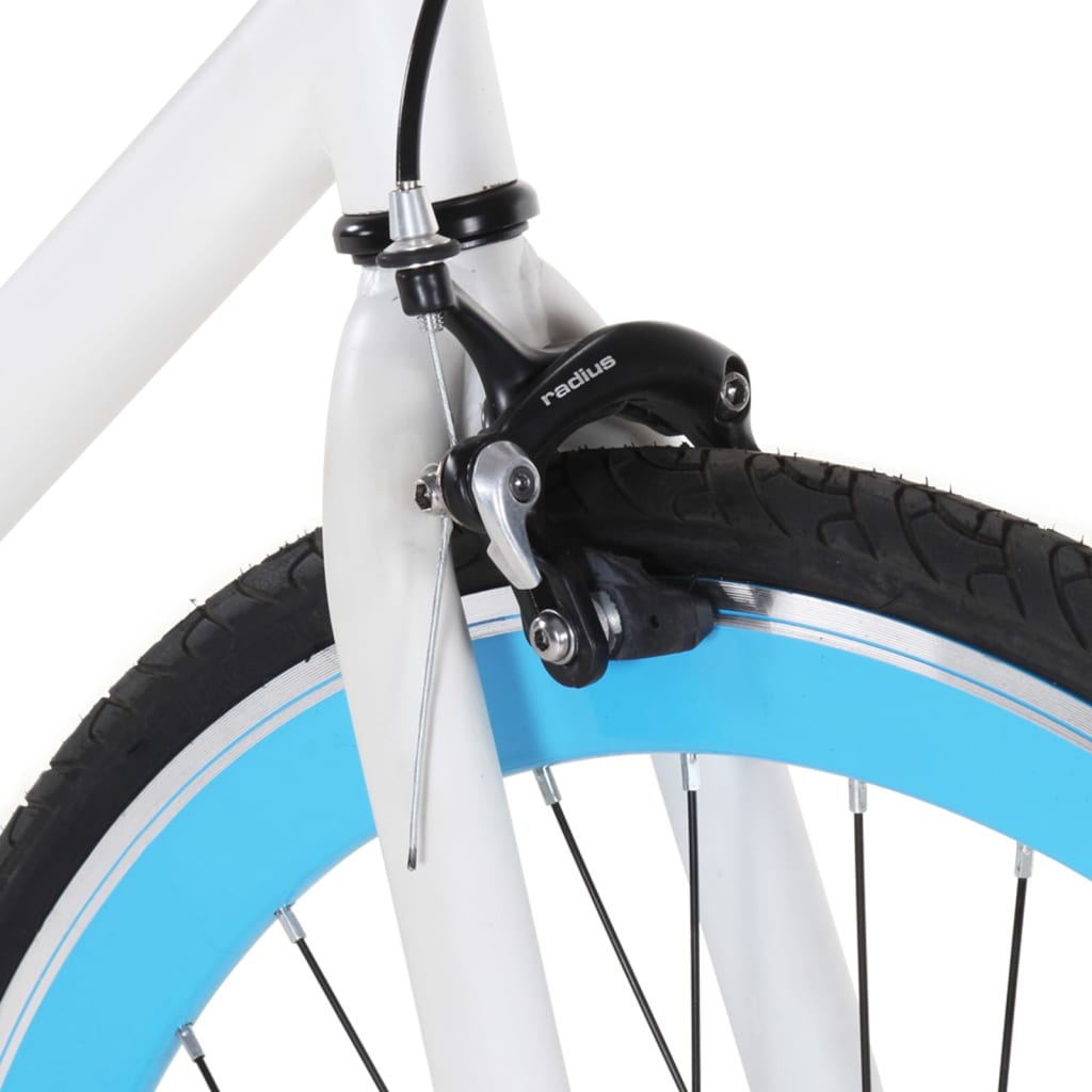 vidaXL Vélo à pignon fixe blanc et bleu 700c 51 cm
