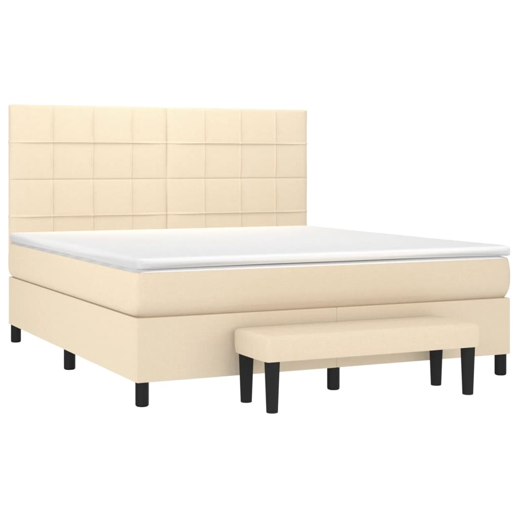 vidaXL Sommier à lattes de lit avec matelas Crème 180x200 cm Tissu