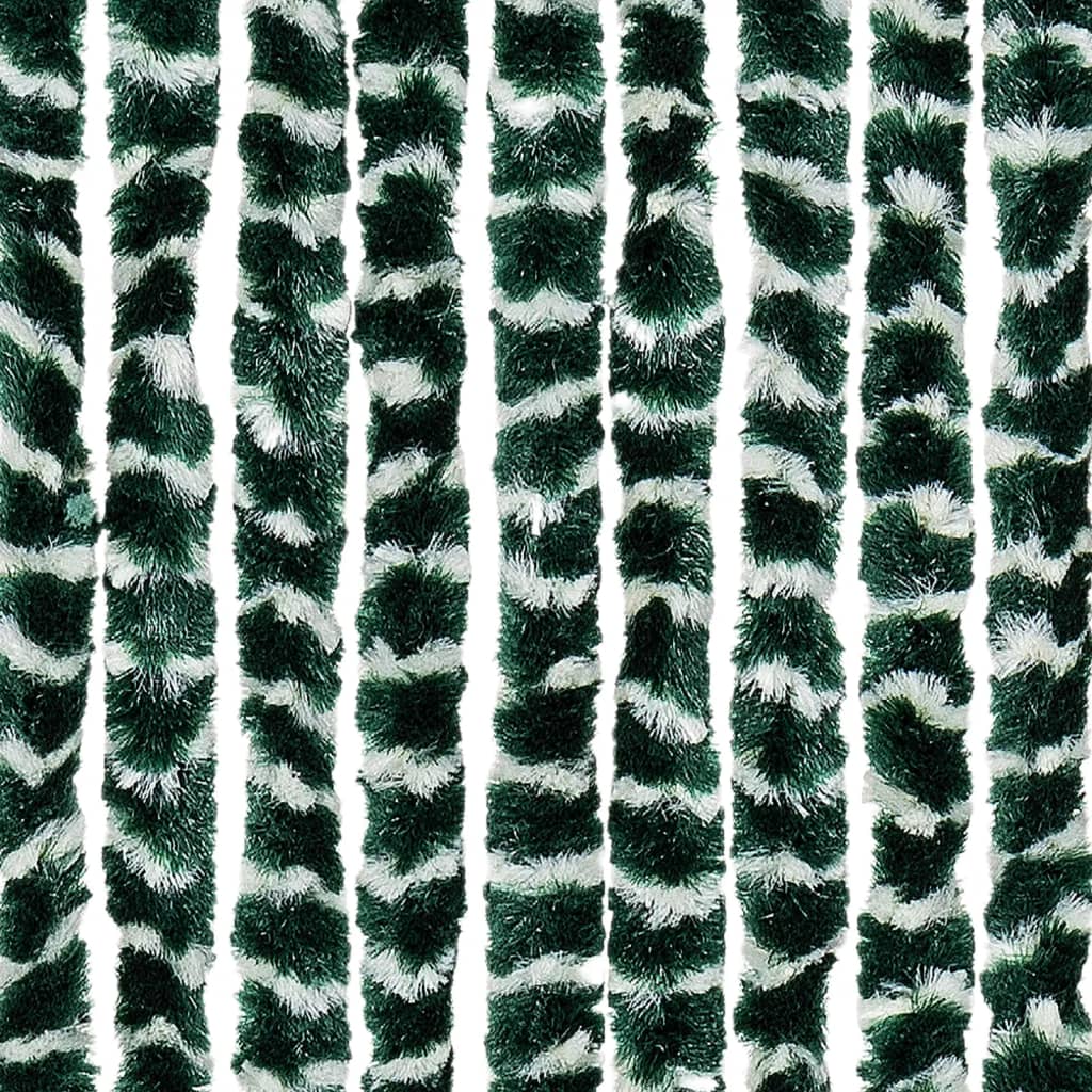 vidaXL Rideau anti-mouches vert et blanc 100x230 cm chenille