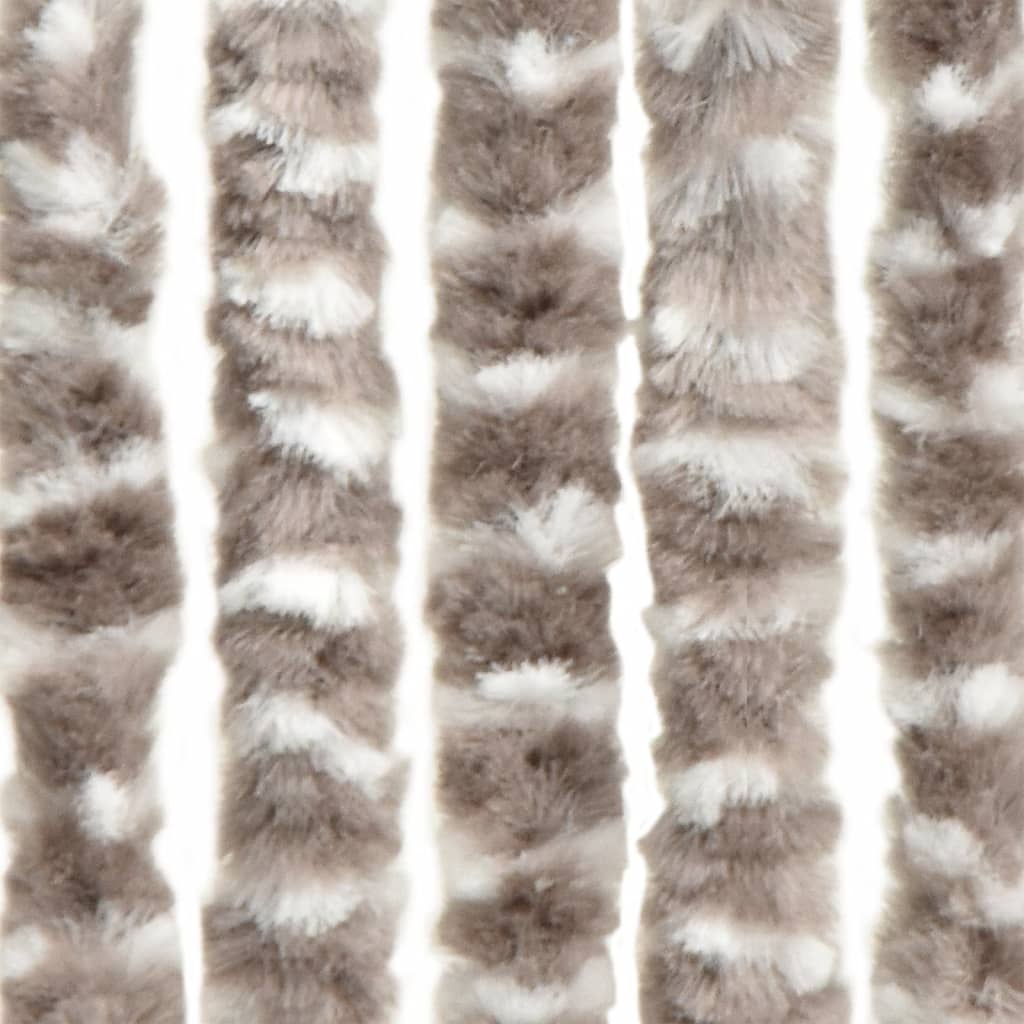 vidaXL Rideau anti-mouches taupe et blanc 90x200 cm chenille