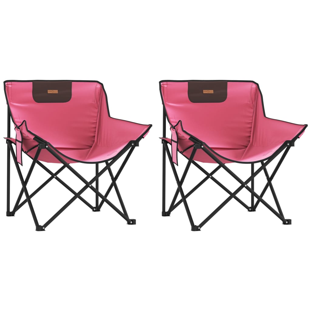 vidaXL Chaise de camping avec poche pliable lot de 2 rose