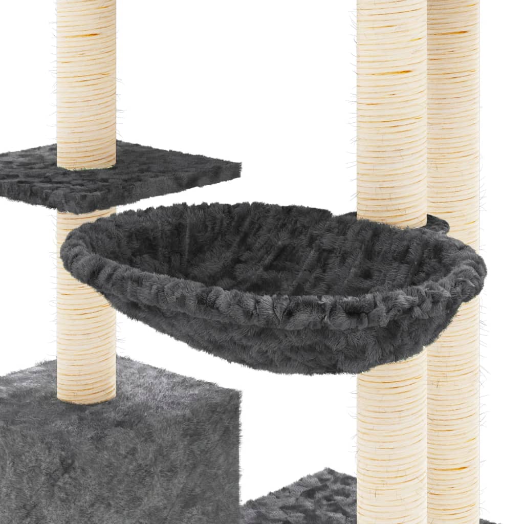 vidaXL Arbre à chat avec griffoirs en sisal Gris foncé 142 cm
