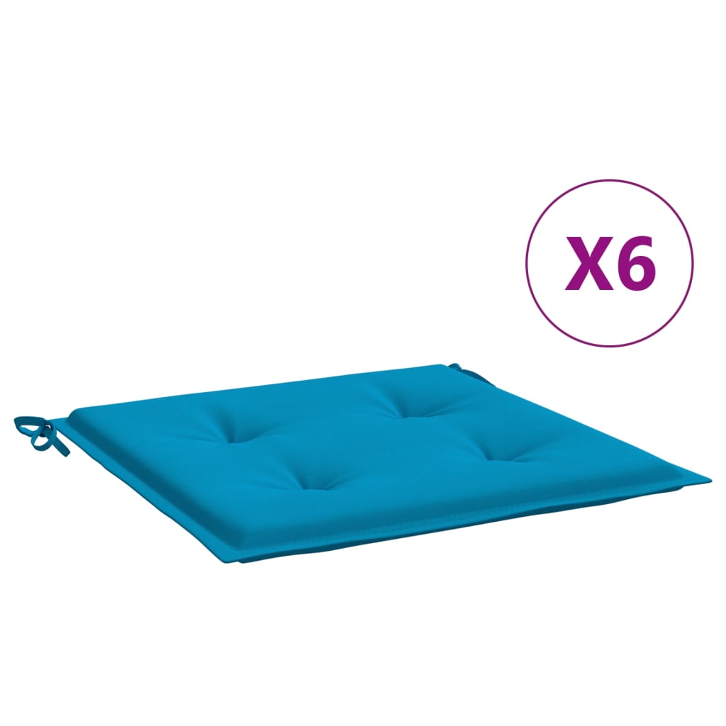 vidaXL Coussins de chaise jardin lot de 6 bleu 40x40x3 cm tissu oxford