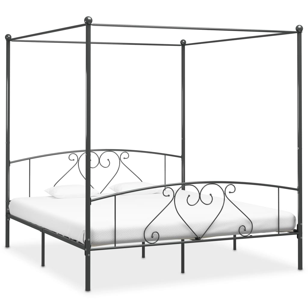 vidaXL Cadre de lit à baldaquin sans matelas gris métal 200x200 cm