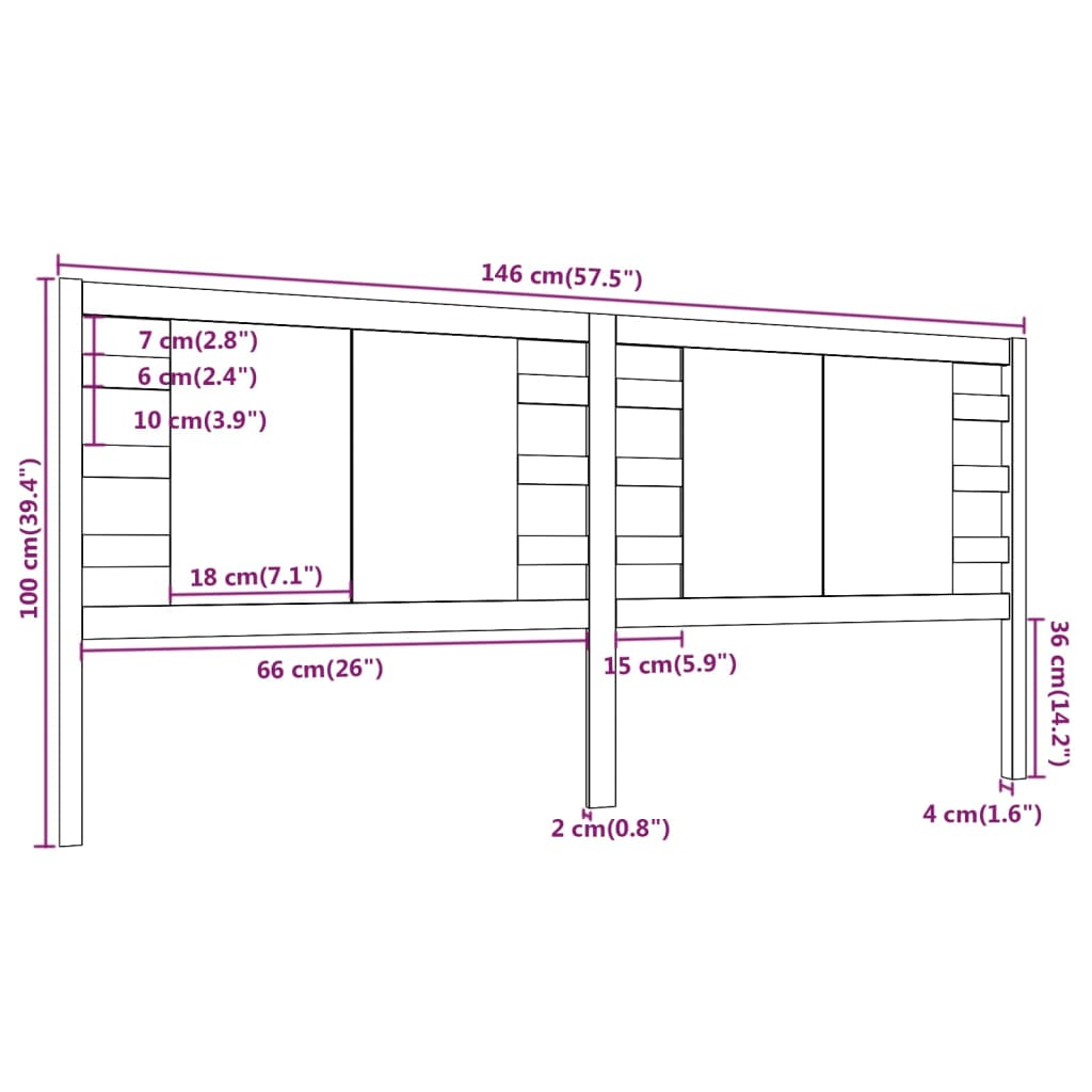 vidaXL Tête de lit Gris 146x4x100 cm Bois massif de pin