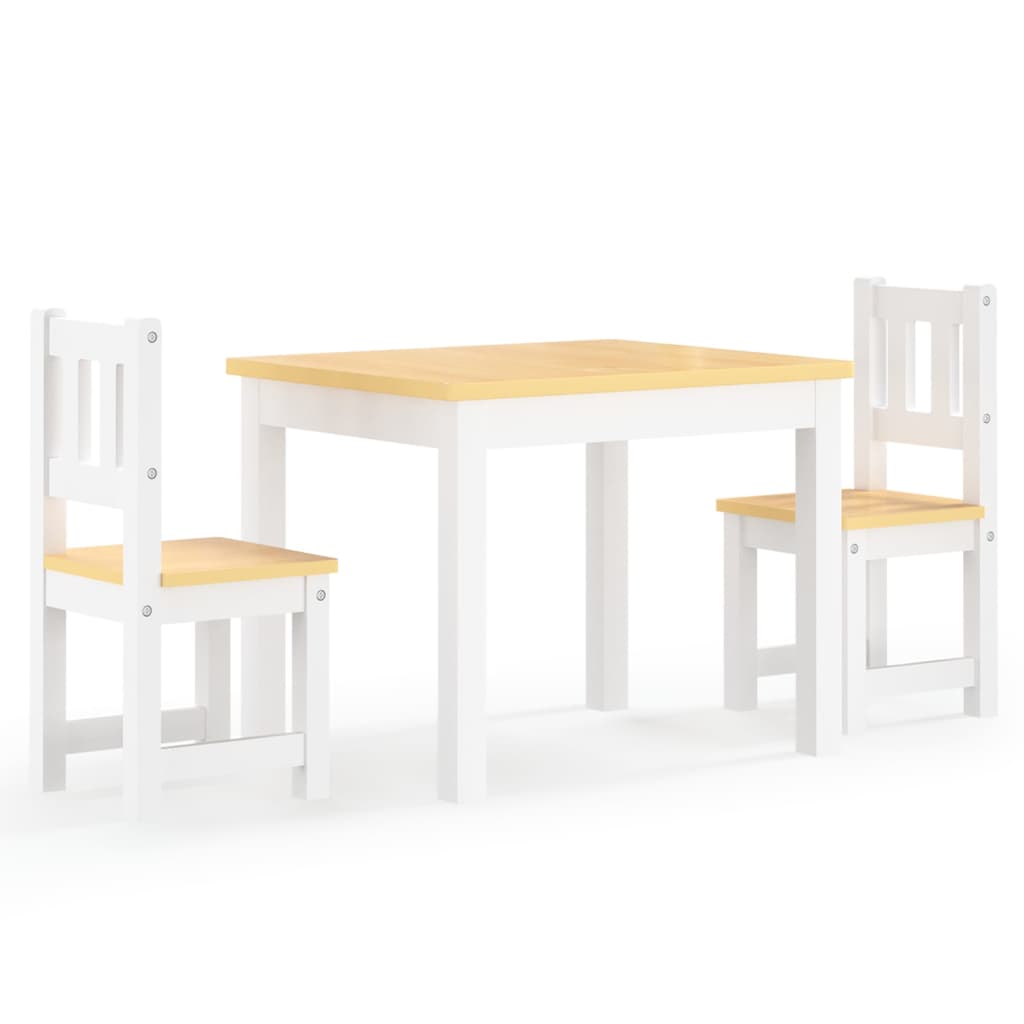 vidaXL Ensemble de table et chaises pour enfants 3 pcs Blanc et beige