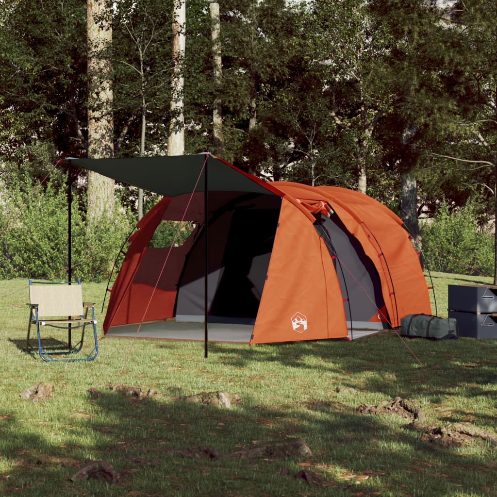 vidaXL Tente de camping tunnel 4 personnes gris et orange imperméable