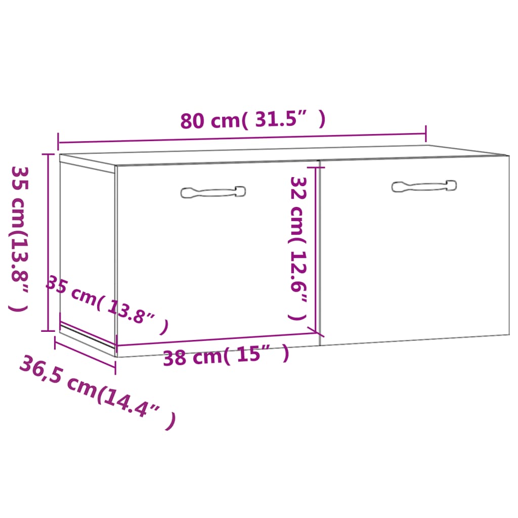 vidaXL Armoire murale chêne fumé 80x36,5x35 cm bois d'ingénierie