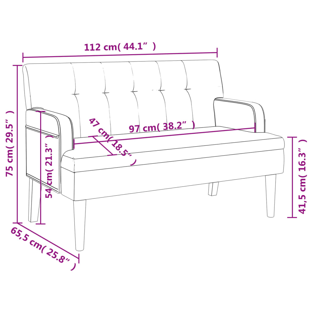 vidaXL Banc avec dossier marron 112x65,5x75 cm similicuir