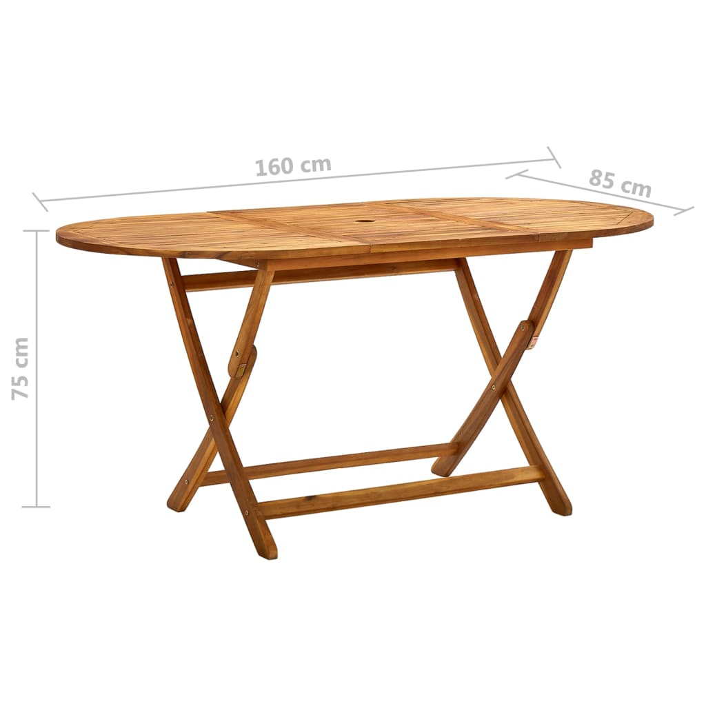 vidaXL Table de jardin pliable 160x85x75 cm Bois d'acacia massif