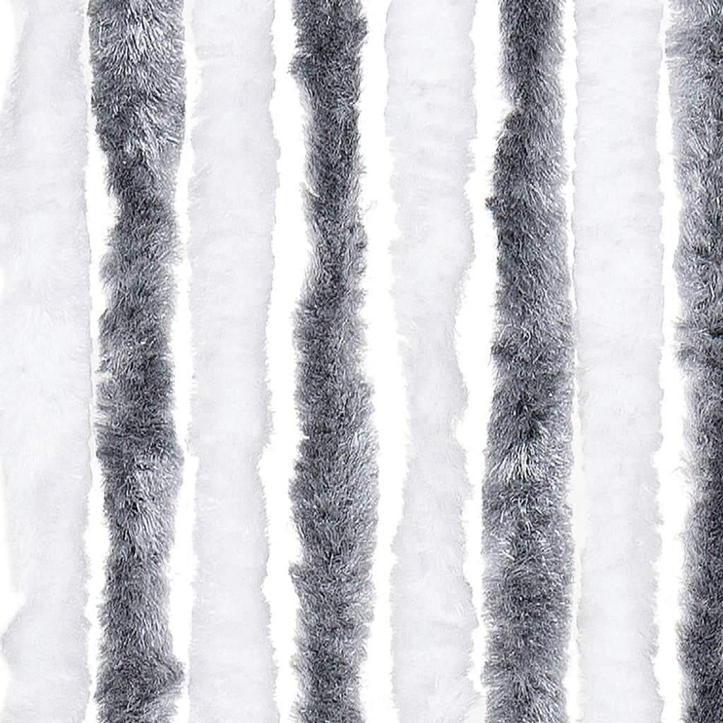 vidaXL Rideau anti-mouches gris et blanc 100x230 cm chenille