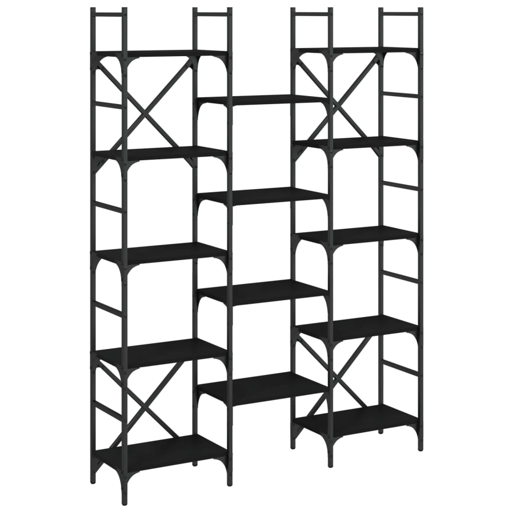 vidaXL Bibliothèque noir 127,5x28,5x172,5 cm bois d'ingénierie