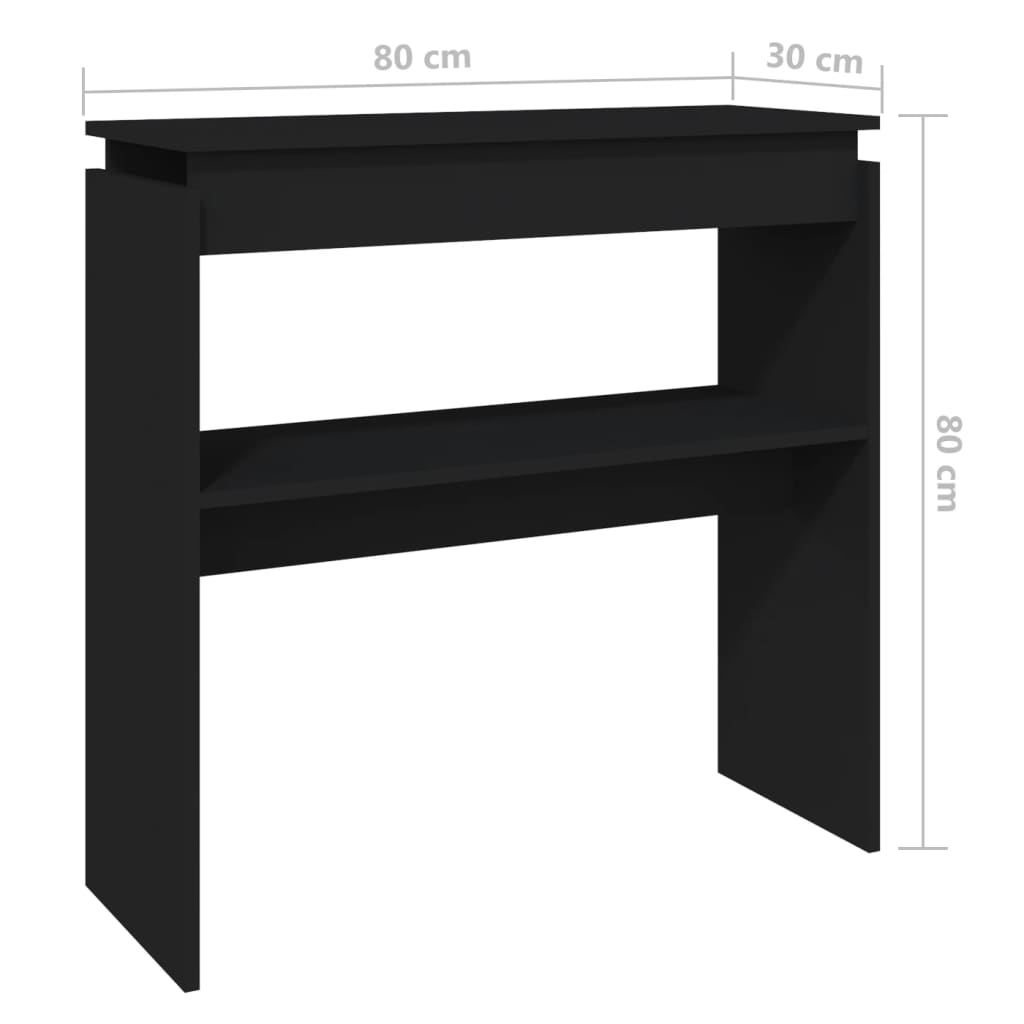vidaXL Table console Noir 80x30x80 cm Aggloméré