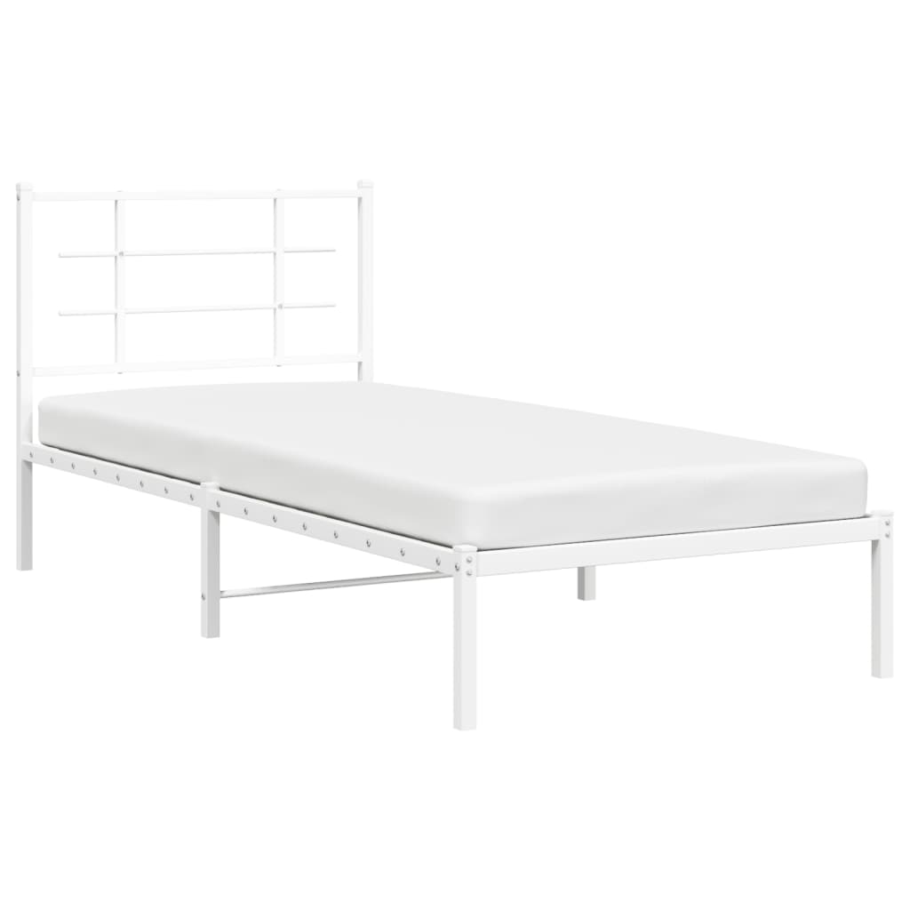 vidaXL Cadre de lit métal sans matelas avec tête de lit blanc 90x190cm