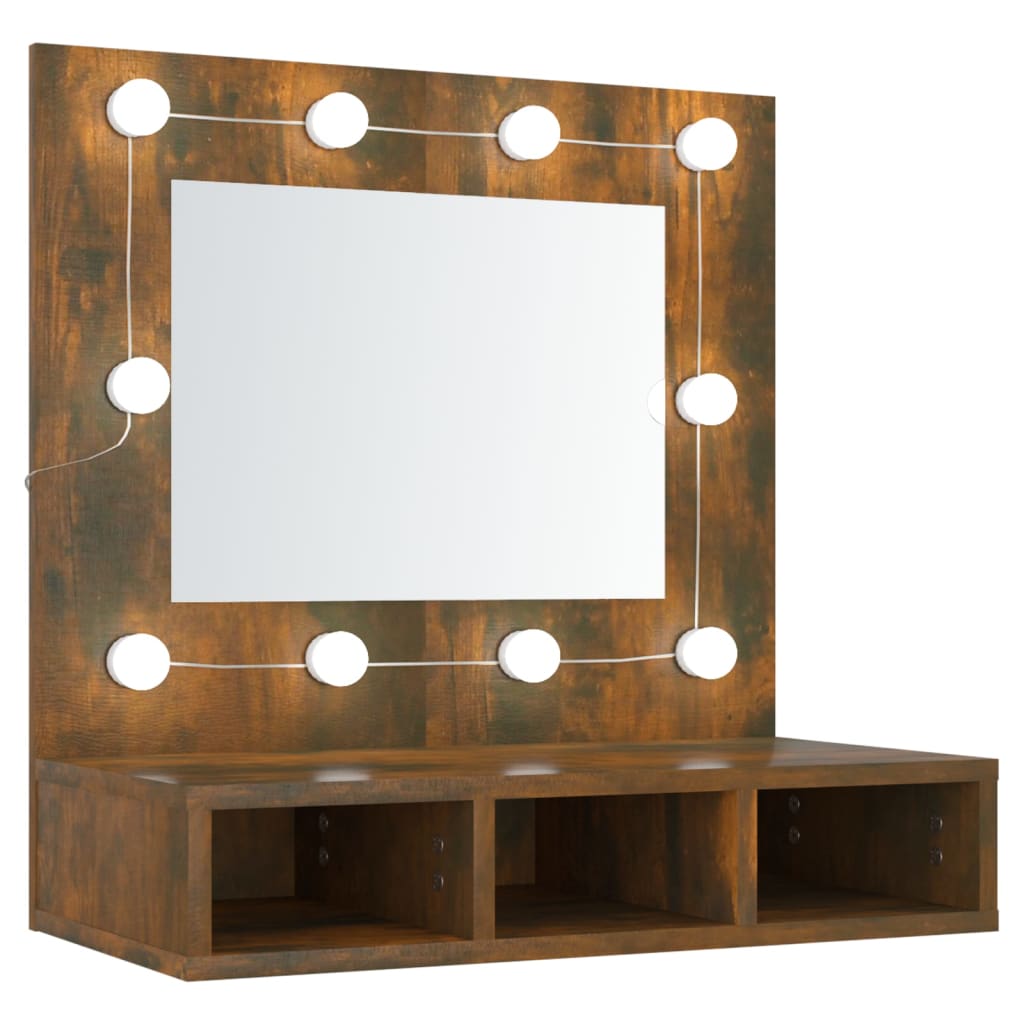 vidaXL Armoire à miroir avec LED Chêne fumé 60x31,5x62 cm
