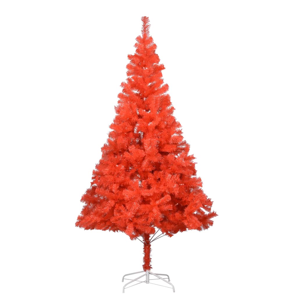 vidaXL Sapin de Noël artificiel pré-éclairé et support rouge 180cm PVC