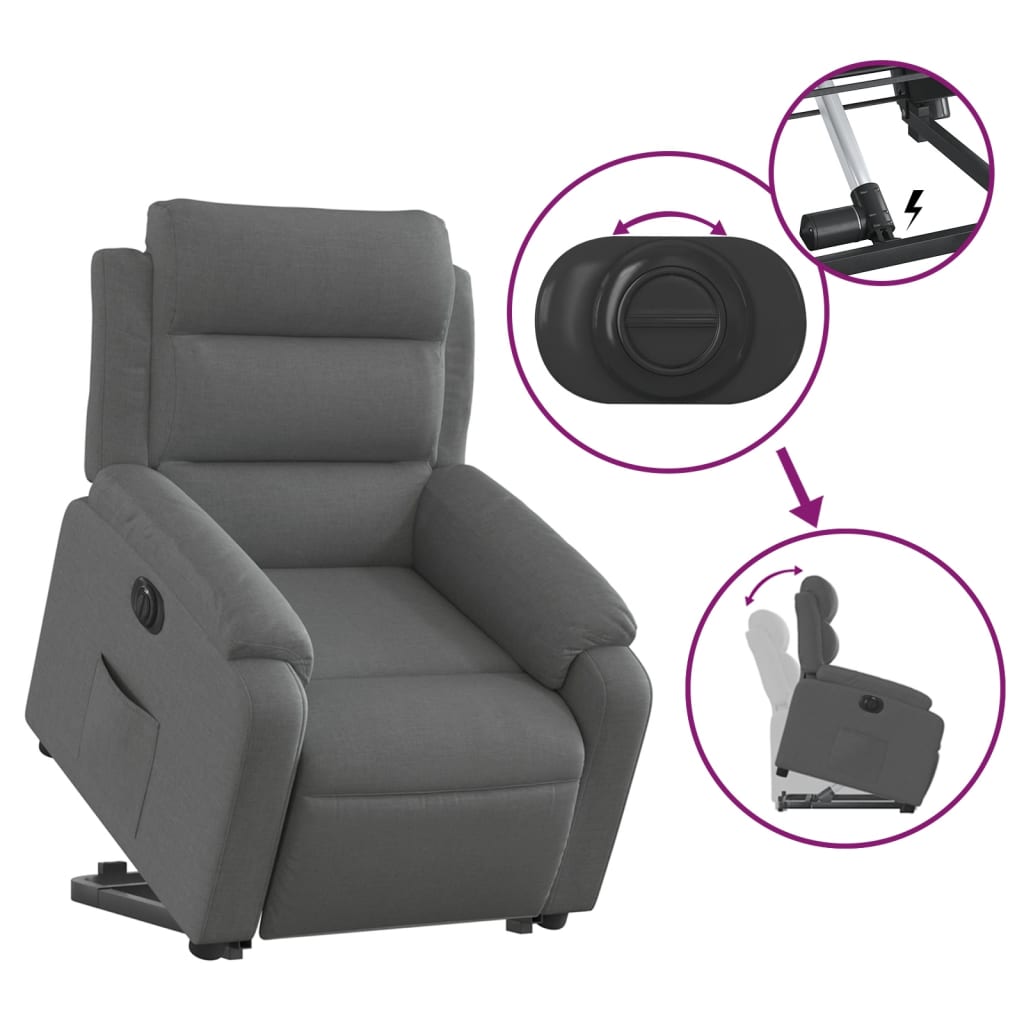 vidaXL Fauteuil inclinable électrique gris foncé tissu