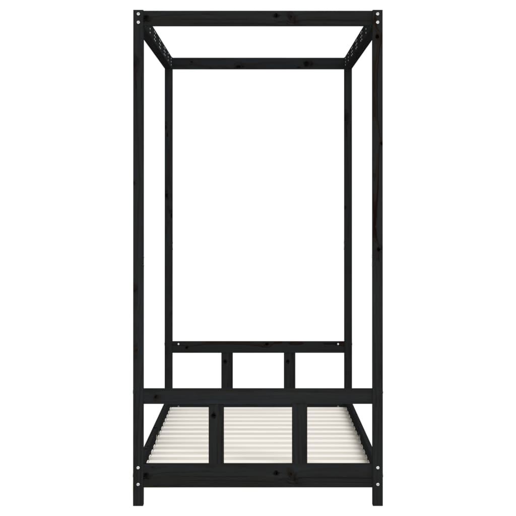 vidaXL Cadre de lit pour enfants noir 90x190 cm bois de pin massif