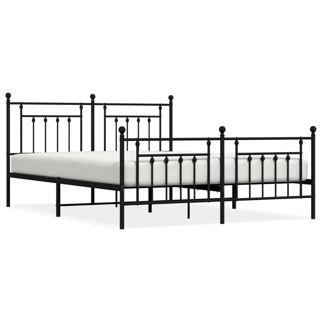 vidaXL Cadre de lit métal sans matelas avec pied de lit noir 183x213cm