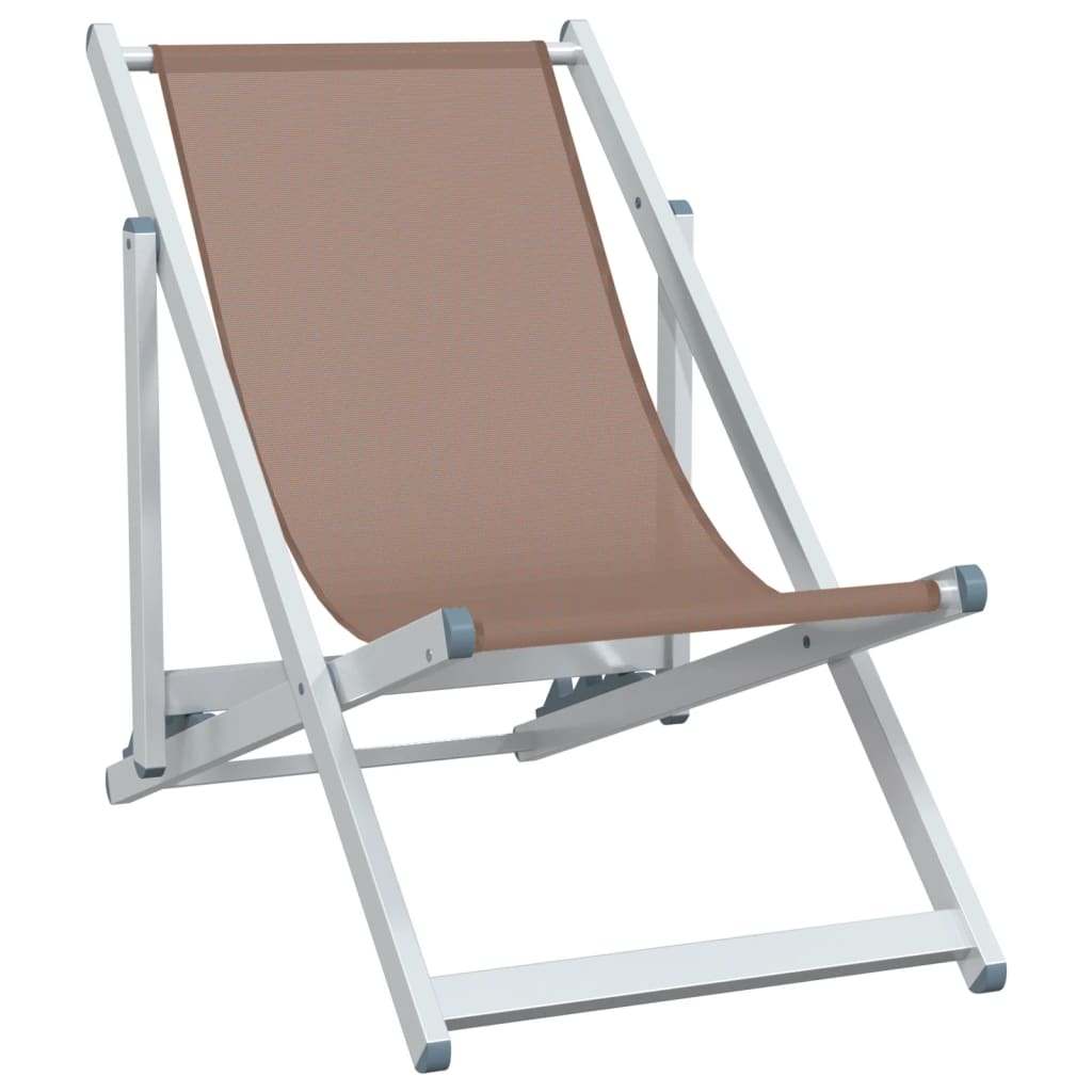 vidaXL Chaises de plage pliantes lot de 2 marron aluminium textilène