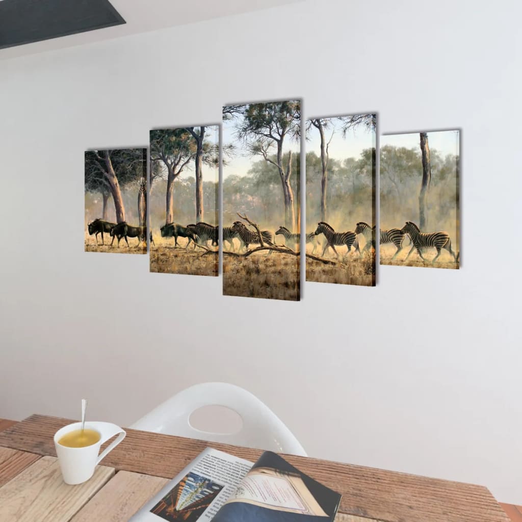 Set de toiles murales imprimées Zèbres 200 x 100 cm
