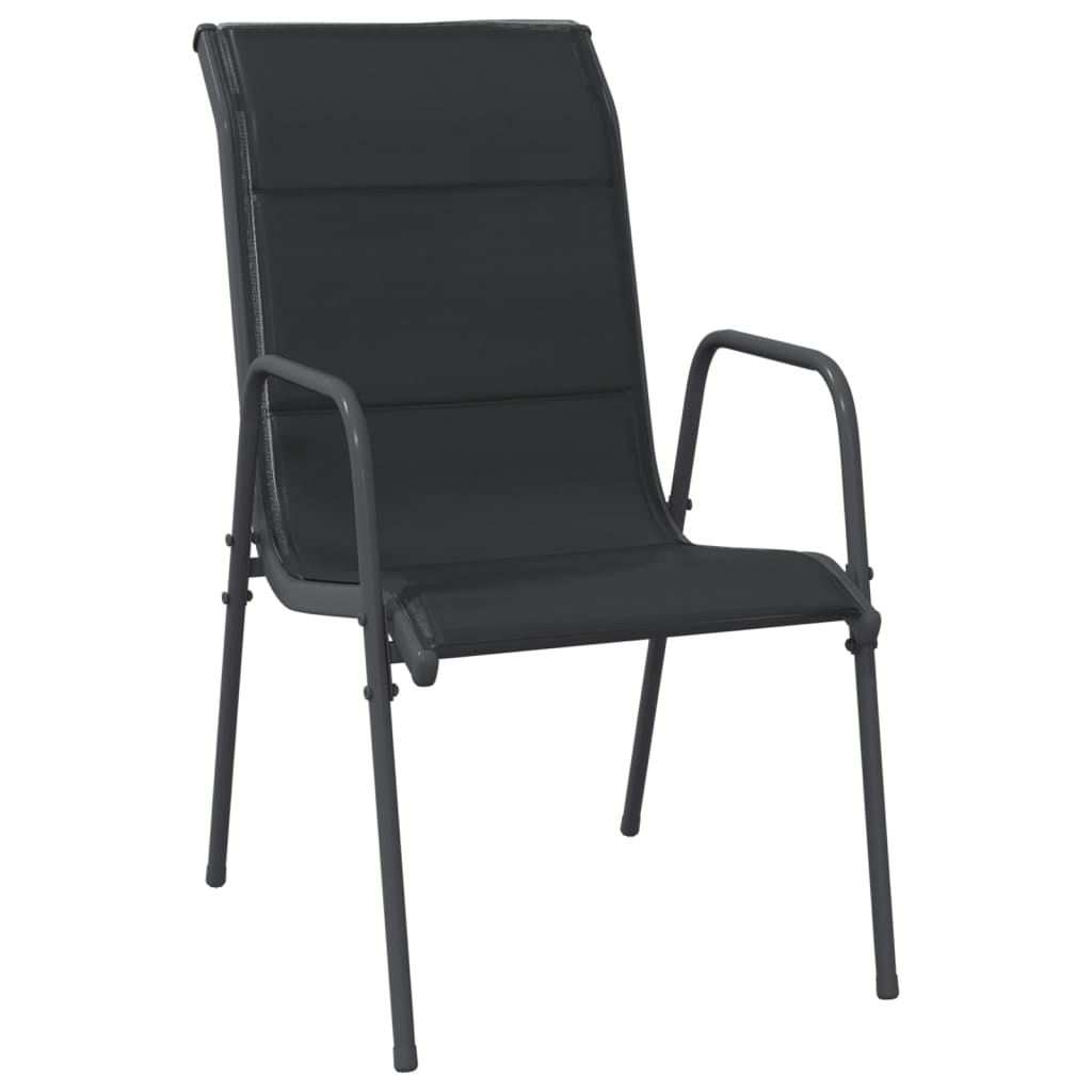 vidaXL Chaises de jardin lot de 2 Acier et textilène Noir