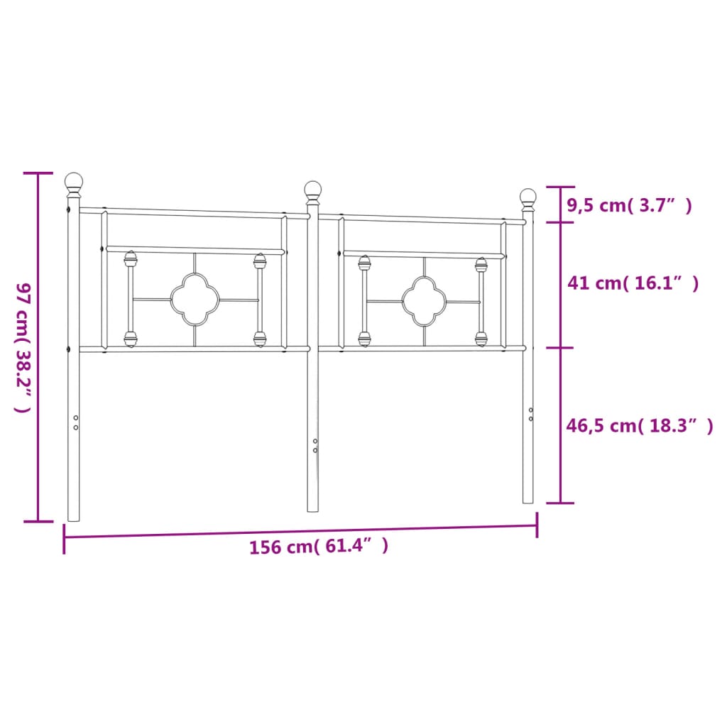 vidaXL Tête de lit métal blanc 150 cm