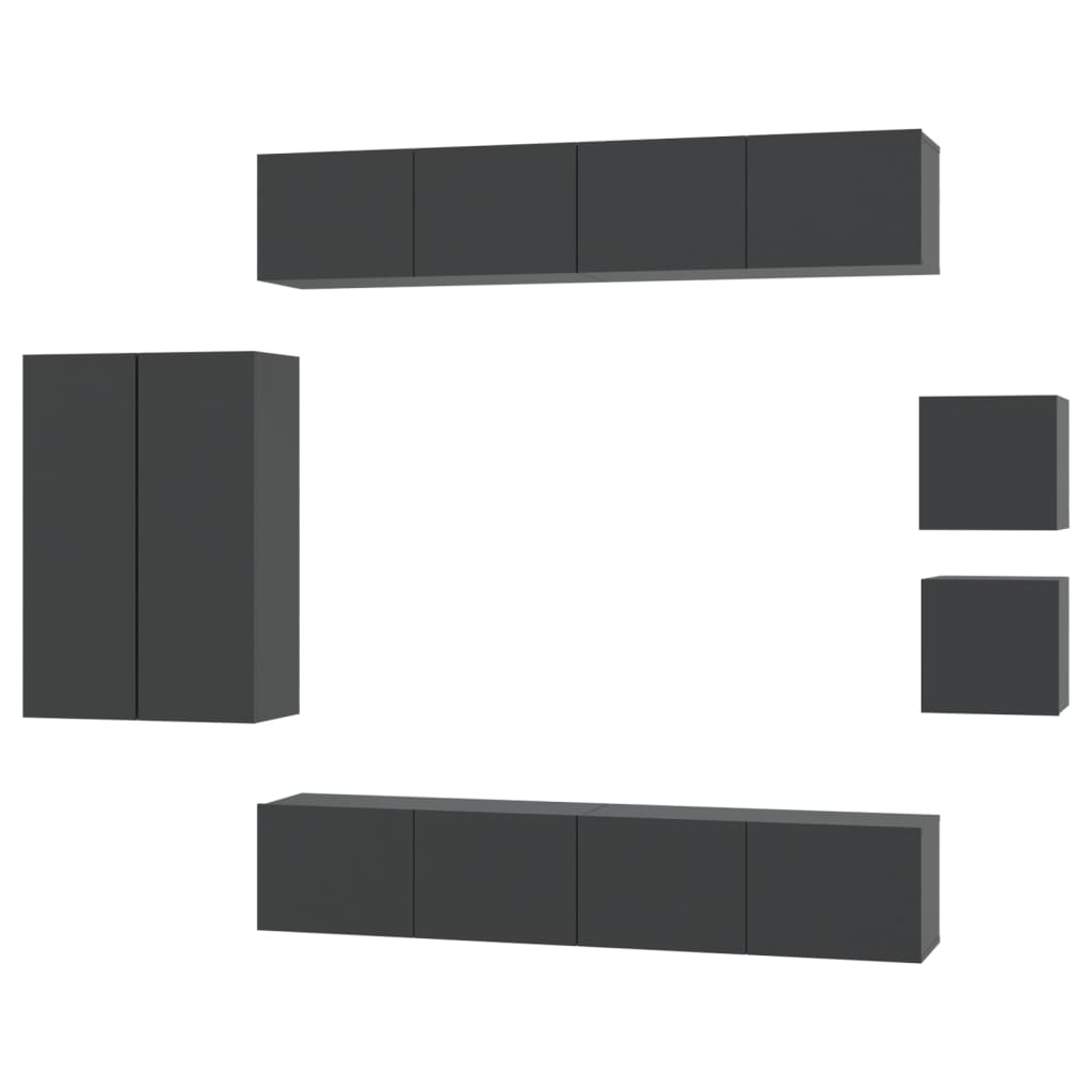 vidaXL Ensemble de meubles TV 8 pcs Noir Bois d'ingénierie