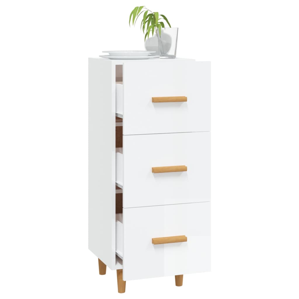 vidaXL Buffet Blanc brillant 34,5x34x90 cm Bois d'ingénierie