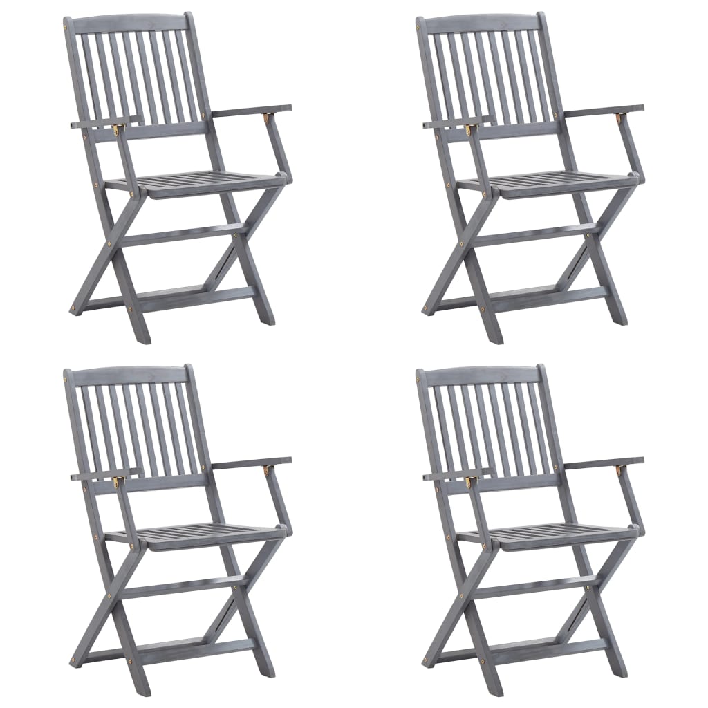 vidaXL Chaises pliables d'extérieur lot de 4 et coussins Bois d'acacia