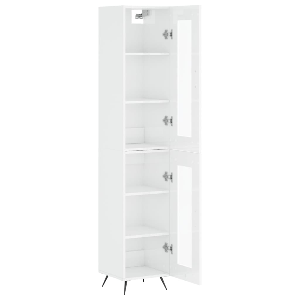 vidaXL Buffet haut Blanc brillant 34,5x34x180 cm Bois d'ingénierie