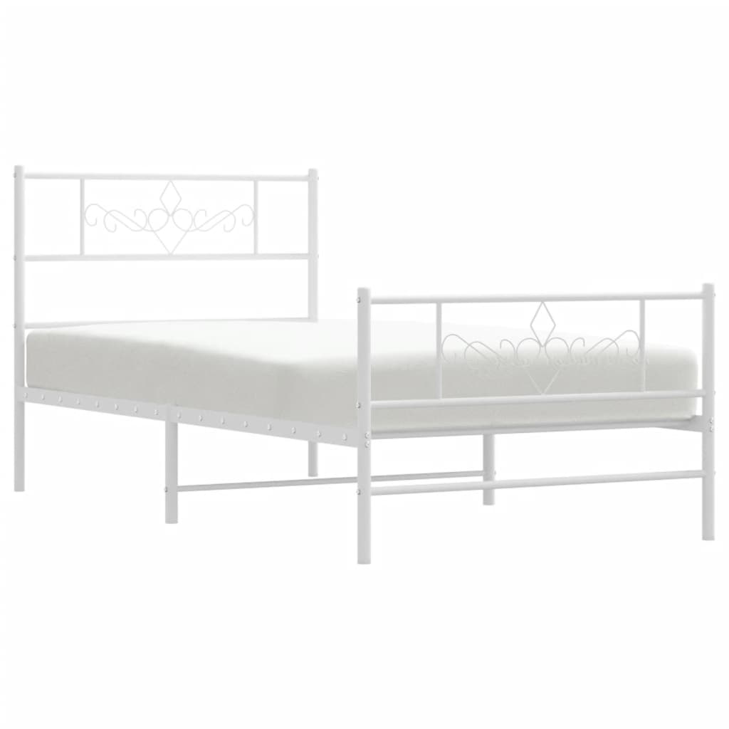 vidaXL Cadre de lit métal sans matelas et pied de lit blanc 100x200 cm