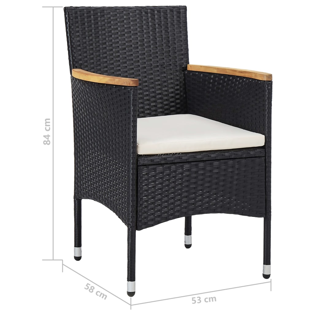 vidaXL Ensemble à manger de jardin 5 pcs Noir Résine tressée et acacia