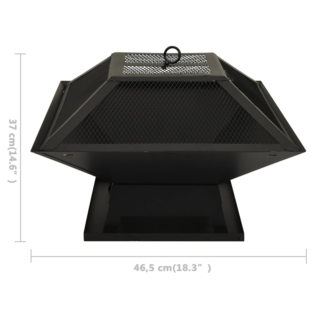 vidaXL Foyer et barbecue avec tisonnier 2 en 1 46,5x46,5x37 cm Acier