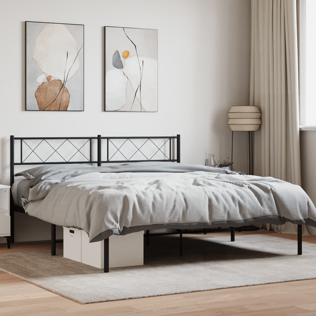 vidaXL Cadre de lit métal sans matelas avec tête de lit noir 120x200cm