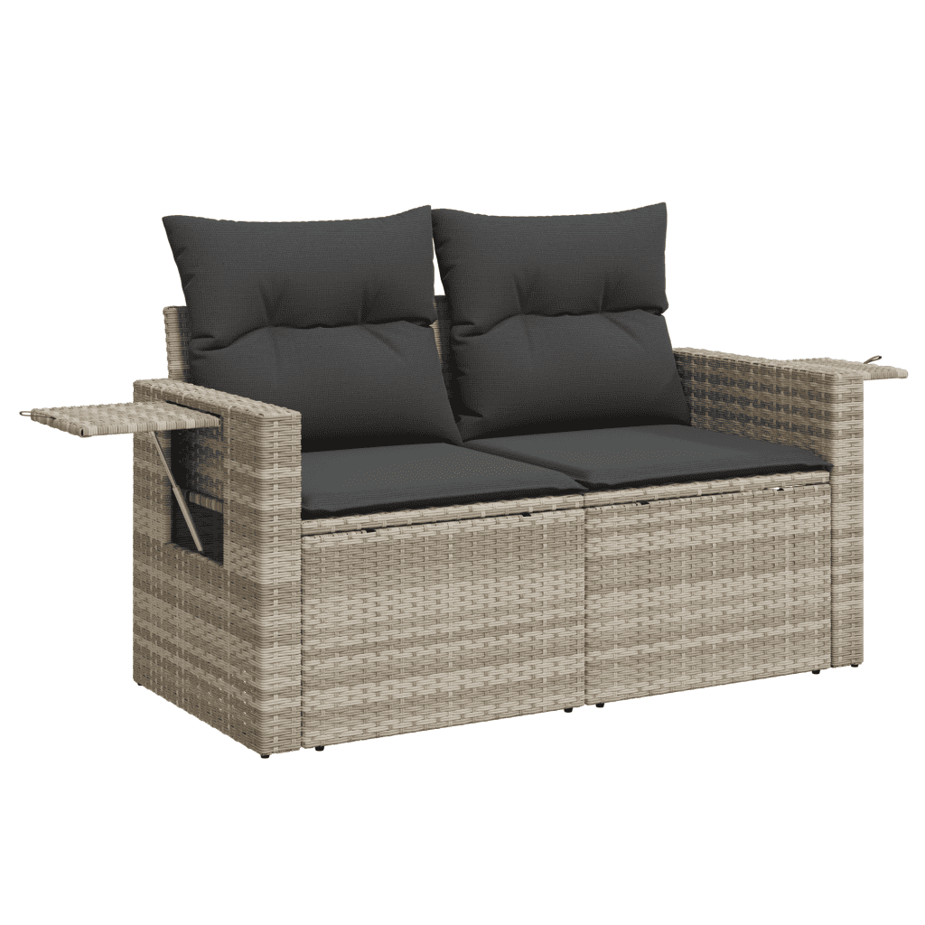 vidaXL Salon de jardin avec coussins 7 pcs gris clair résine tressée