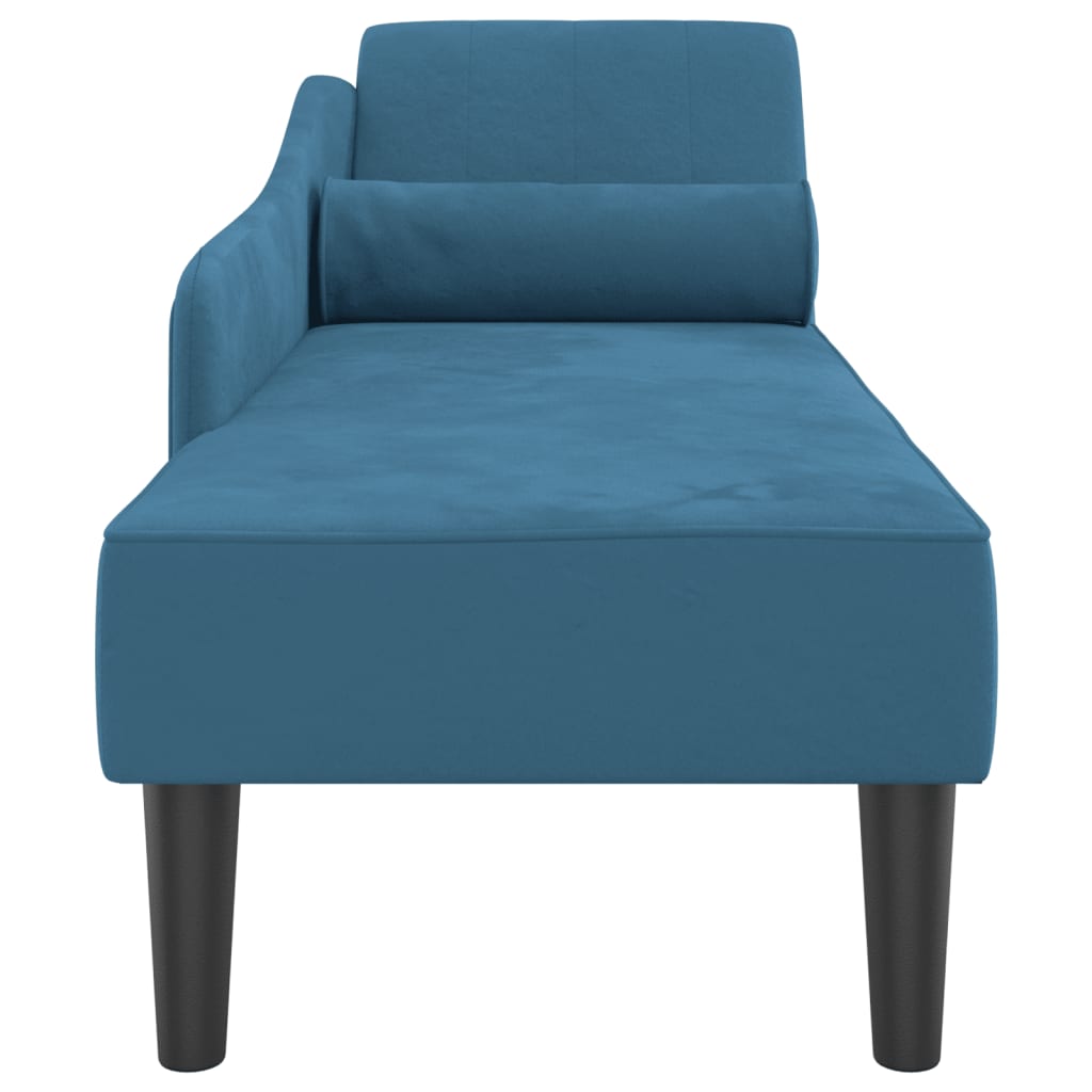 vidaXL Chaise longue avec coussins bleu velours