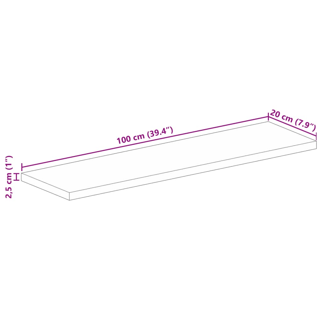 vidaXL Dessus de table 100x20x2,5cm rectangulaire bois massif récupéré