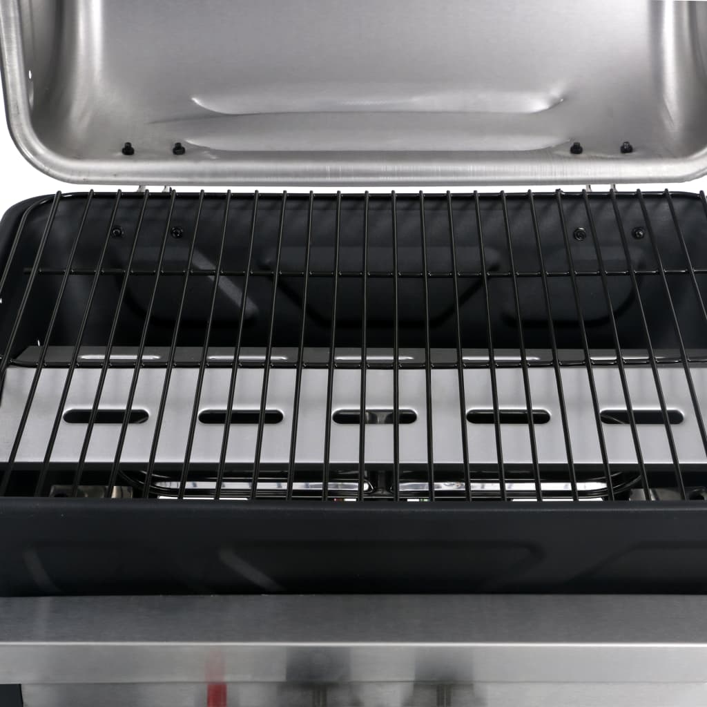 vidaXL Barbecue à gaz avec tablette à 3 couches Noir et argenté