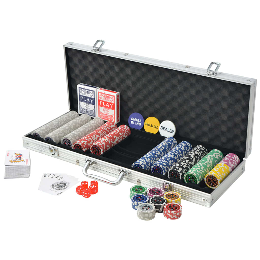 vidaXL Coffret de poker avec 500 jetons Laser Aluminium