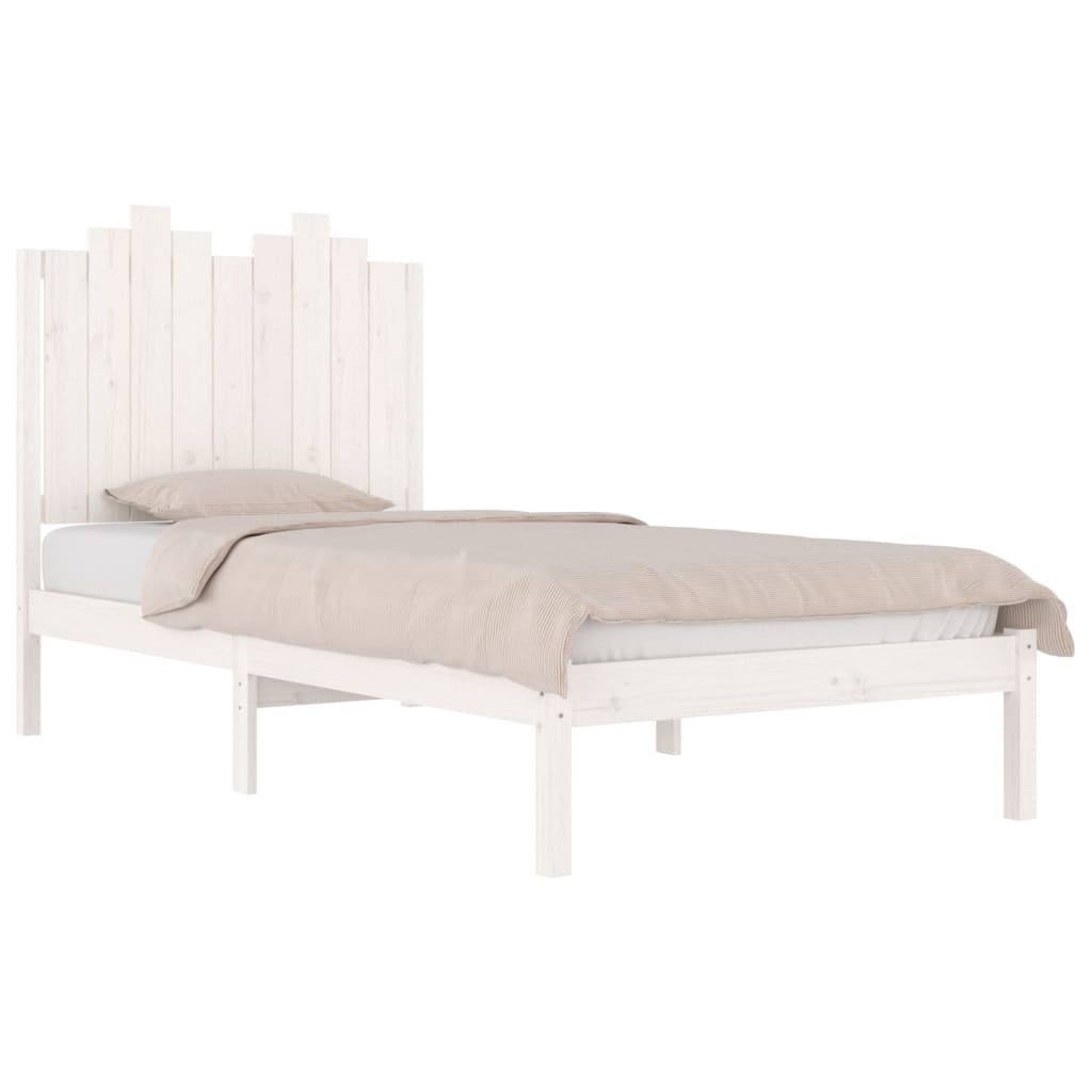 vidaXL Cadre de lit Blanc Bois de pin massif 75x190 cm Petit simple