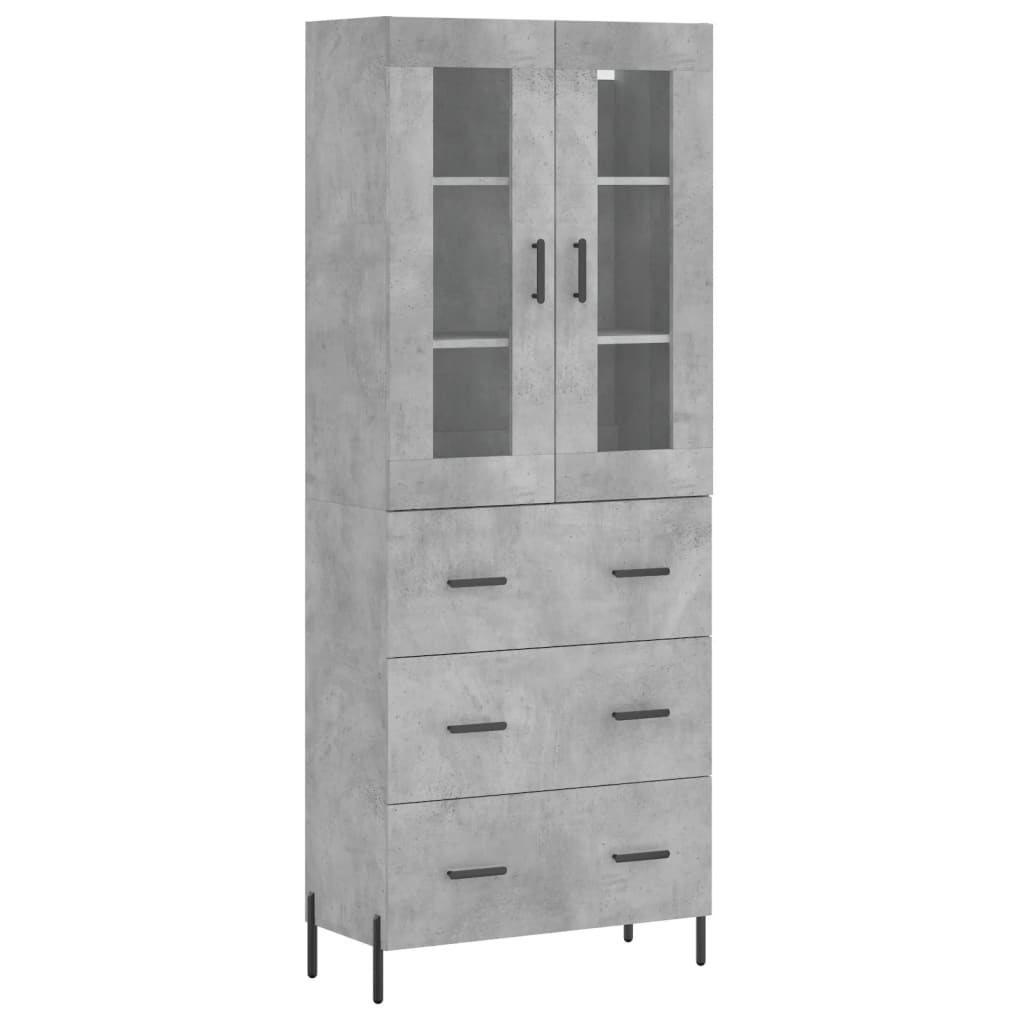 vidaXL Buffet haut Gris béton 69,5x34x180 cm Bois d'ingénierie