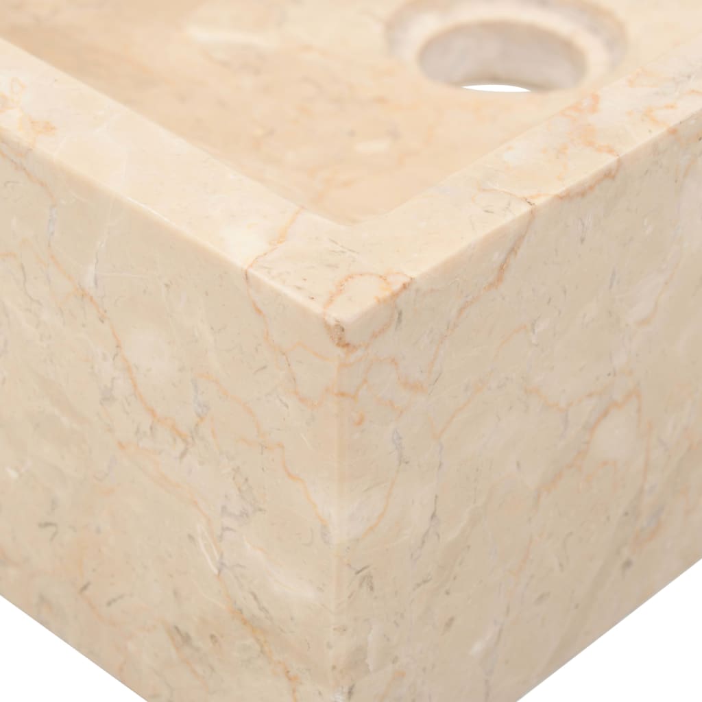 vidaXL Armoire de toilette en teck solide avec lavabo en marbre Crème