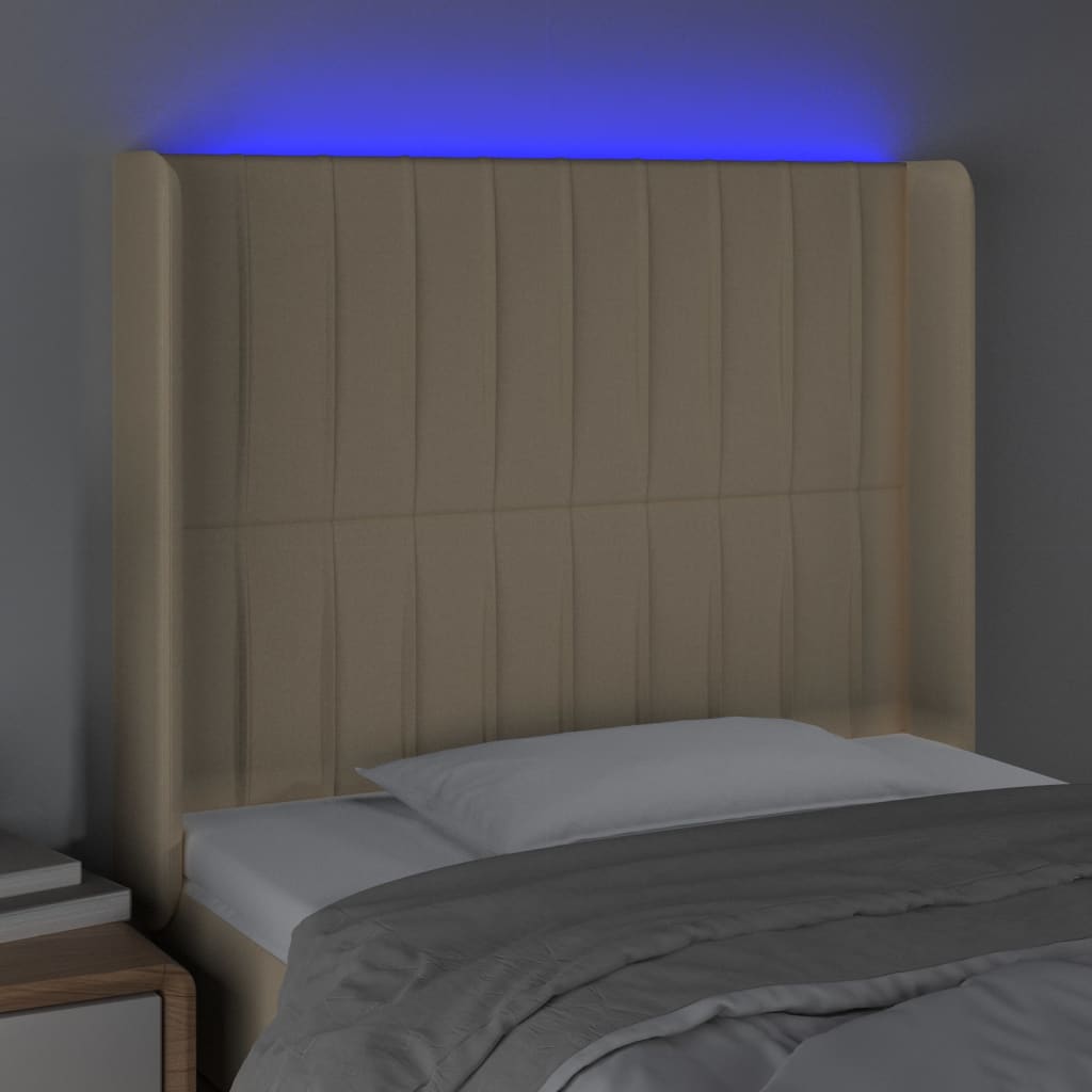 vidaXL Tête de lit à LED Crème 103x16x118/128 cm Tissu