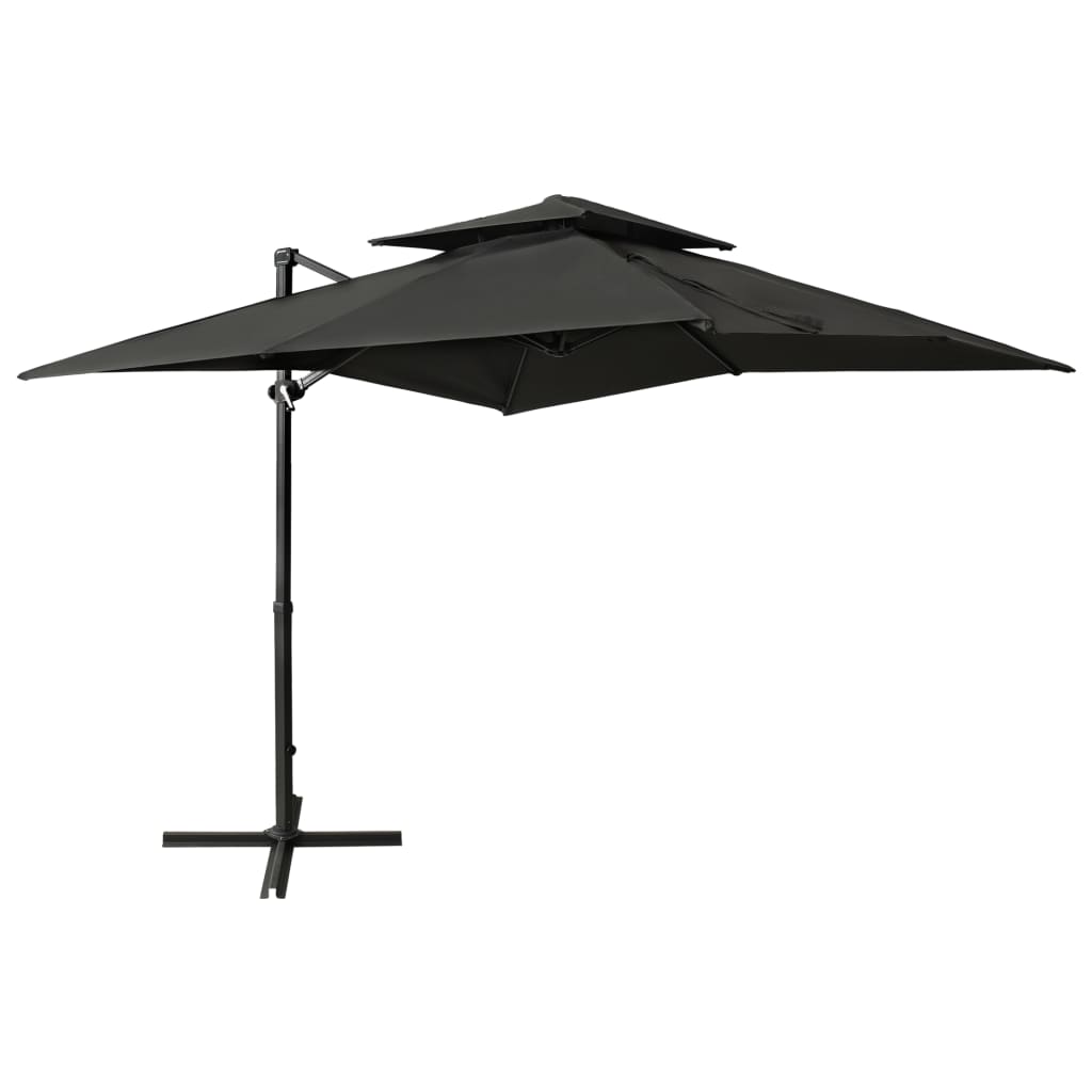 vidaXL Parasol de jardin en porte-à-faux à double toit anthracite